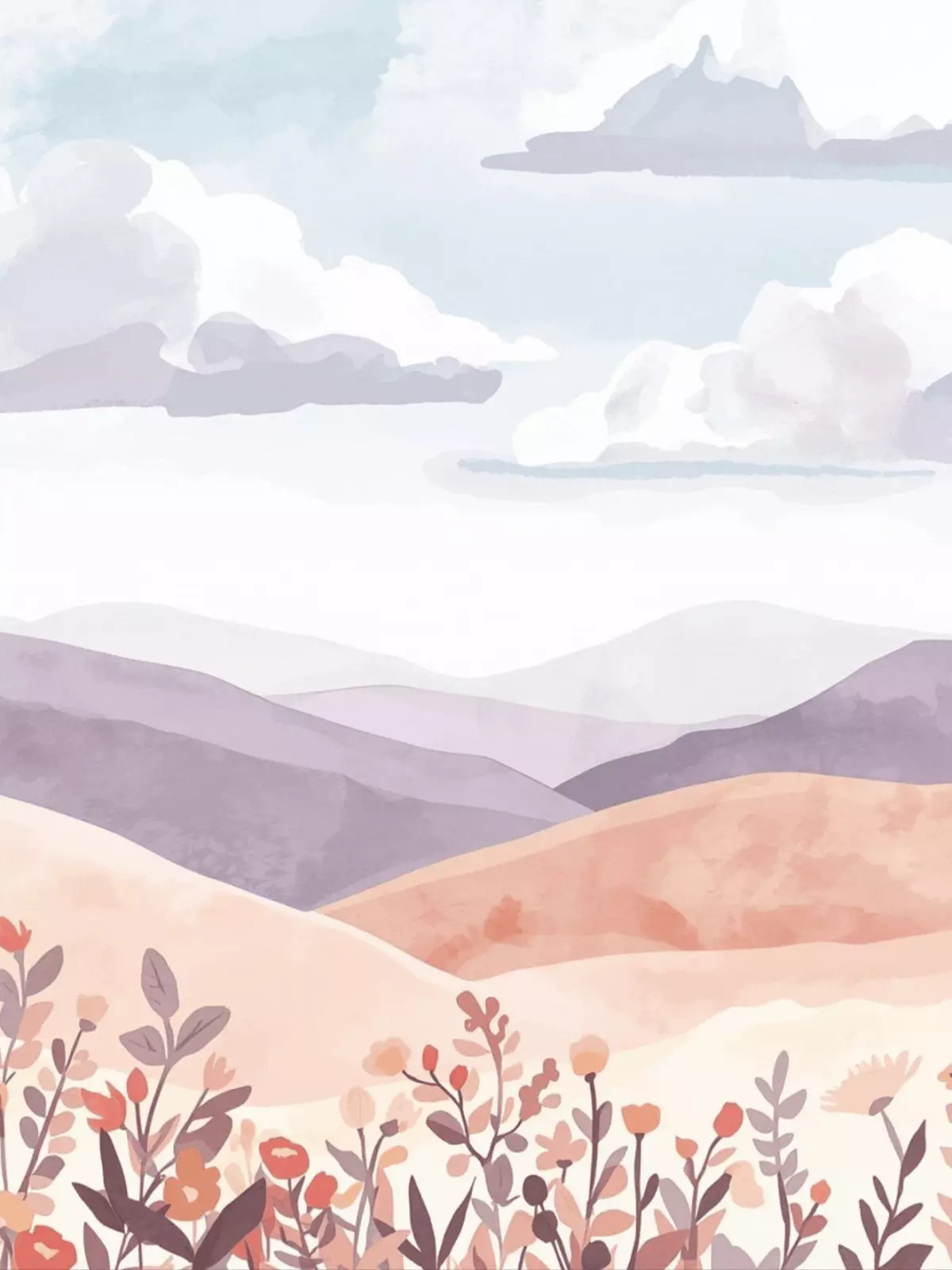 Pastel watercolor greeting card featuring a soft, artistic design, suitable for sending gentle and soothing messages of support and warm wishes 'just because'.