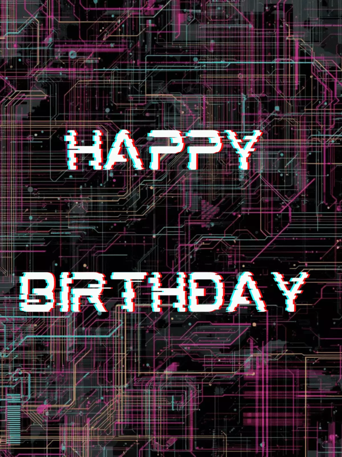 Funny 50th birthday card with a colorful glitch effect, digital style, perfect for a humorous celebration.