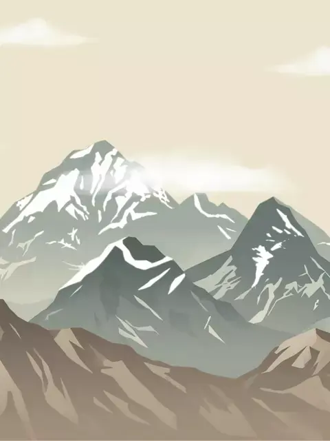 Minimalist 50th birthday card with stylized mountain range, Japanese design, calm and serene, perfect for a milestone birthday celebration