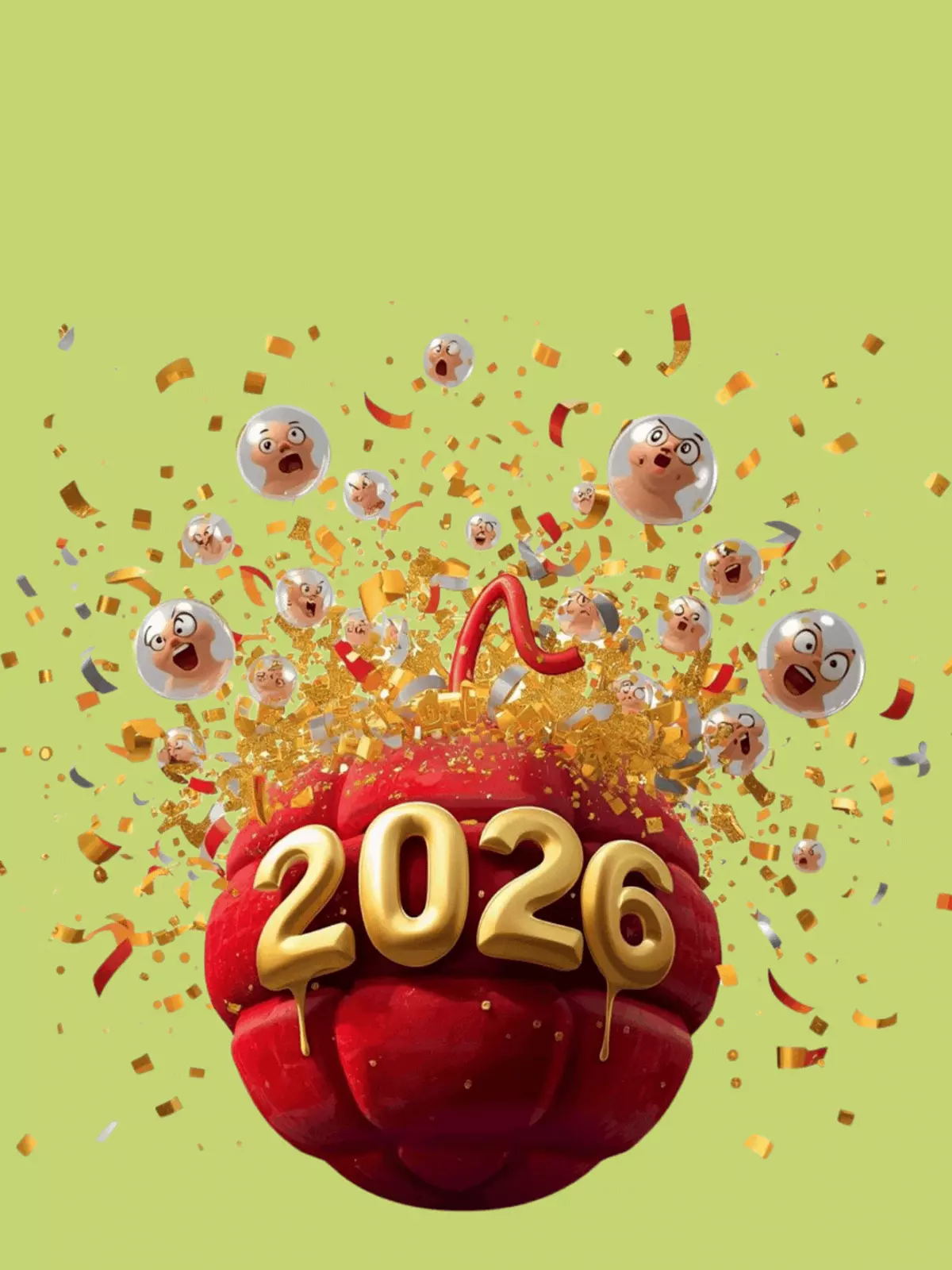 Luxurious New Year card featuring a velvet countdown timer hitting '2026' with confetti and champagne bubbles, elegant design for New Year celebrations.