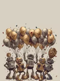 Free New Year Card - Hilarious 2025 Robot Mishap!