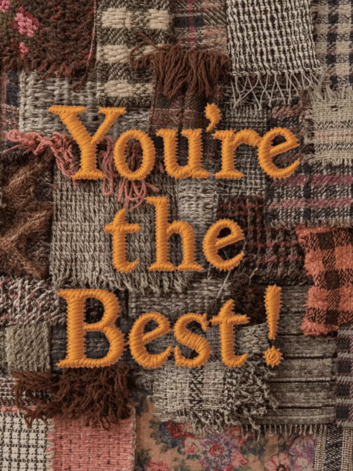 Colorful woven pattern greeting card with the text 'You're The Best!', abstract design for motivation and inspiration.