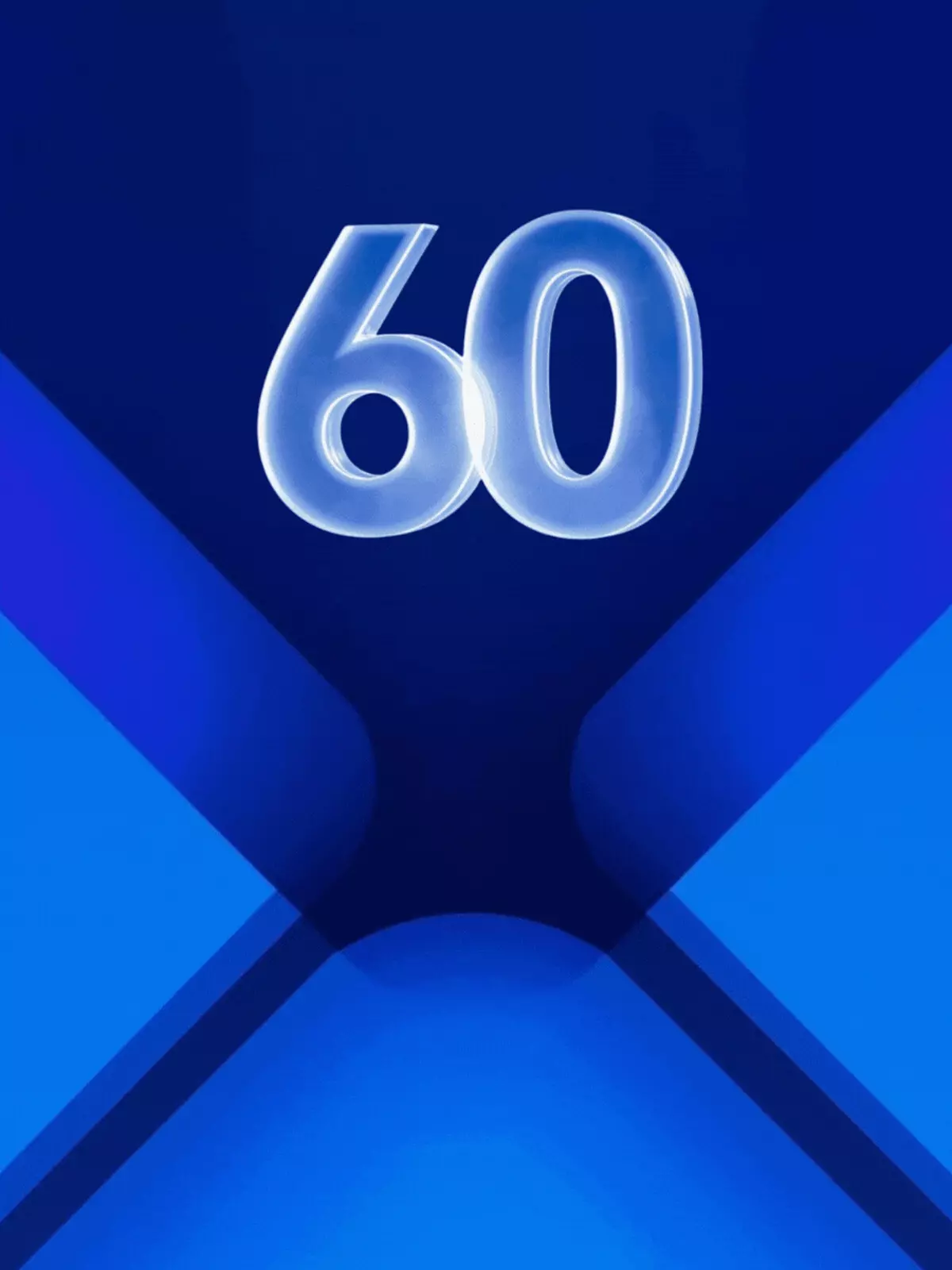 Futuristic 60th birthday card with a hologram design, minimalist and modern style, perfect for celebrating a sixtieth birthday.