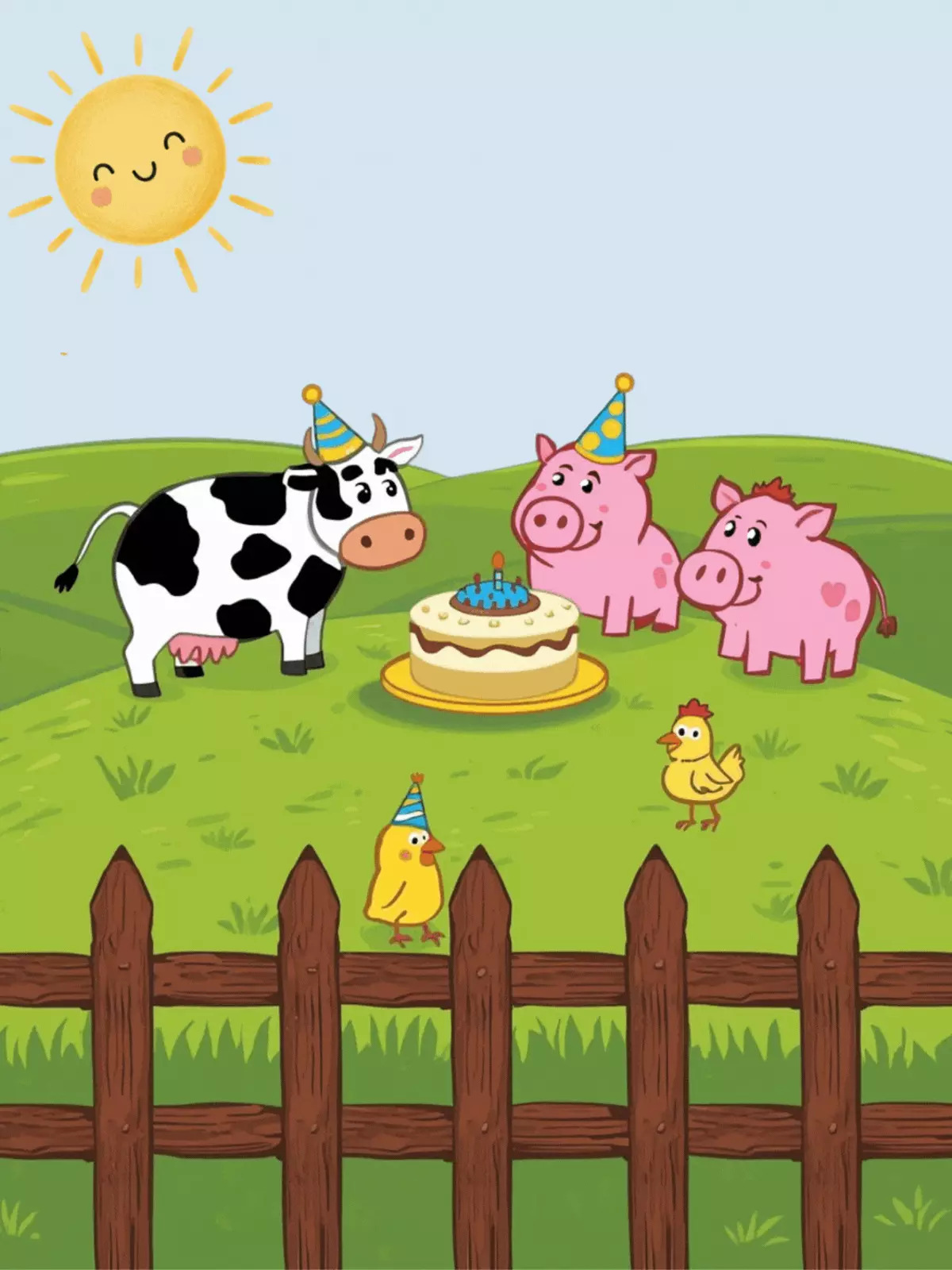 Funny 60th birthday card featuring farm animals in a rustic setting, whimsical illustration style, celebrating a milestone birthday.