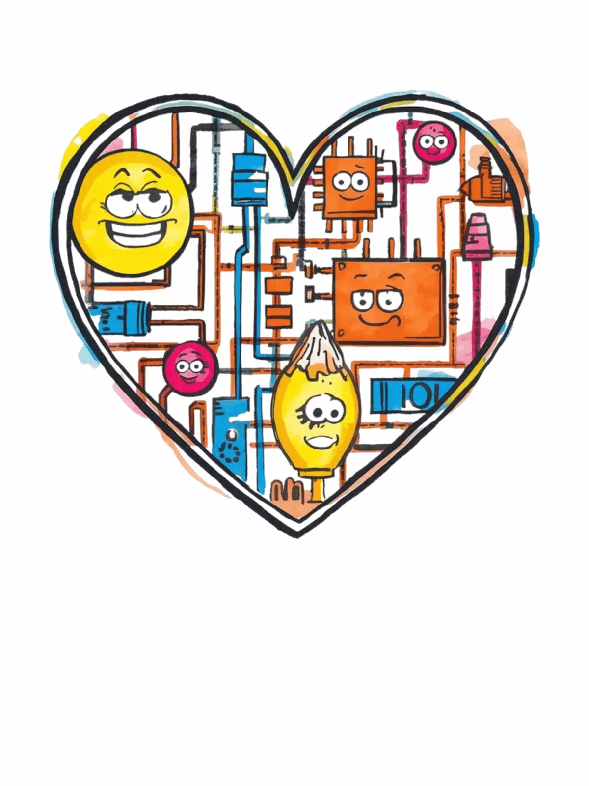 Humorous 'Love Activated' digital Valentine's card with minimalist tech circuit design in black, white, and electric blue, ideal for him or colleagues.