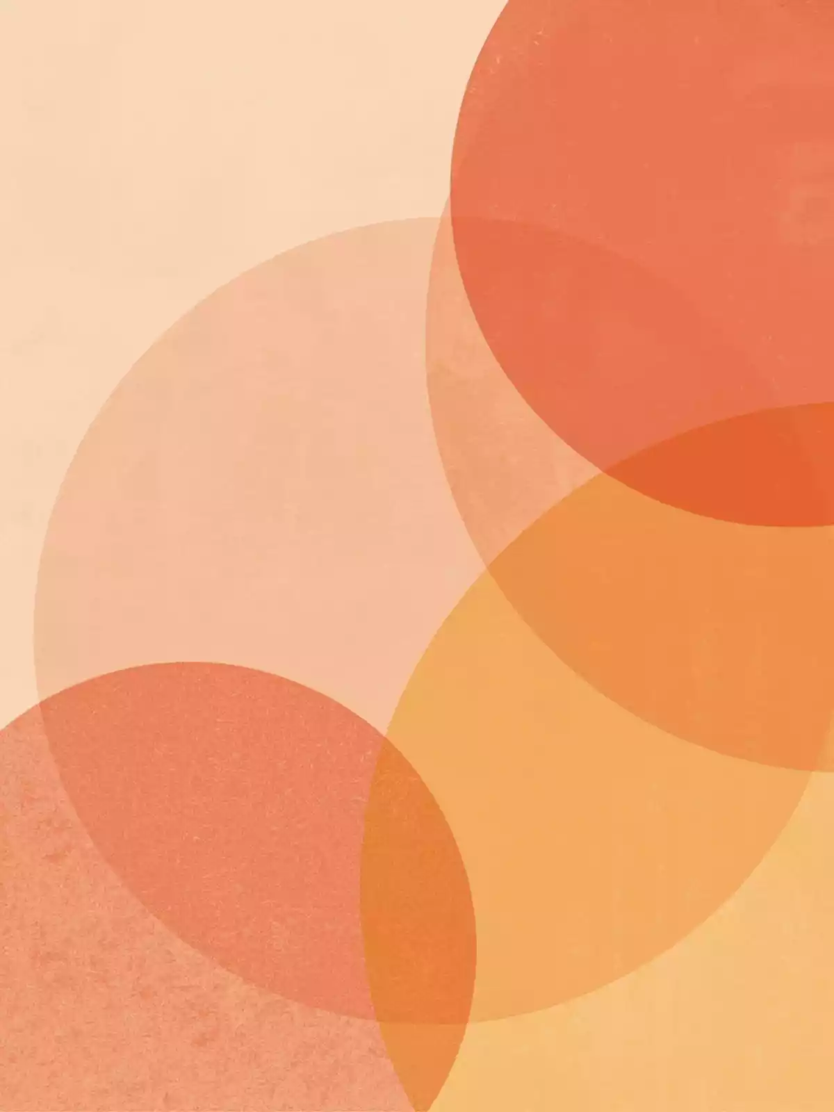 Minimalist digital Thinking Of You card with overlapping translucent warm-toned circles in orange, yellow, and beige, conveying warmth and support for get well wishes or sympathy messages.