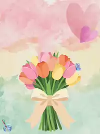 Free Watercolor Father's Day Card - Tulip Bouquet