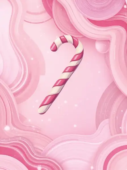 Whimsical Christmas greeting card template featuring a vibrant red and white striped candy cane design composed entirely of soft, curved, and organic shapes. The humorous holiday card is set against a festive background, perfect for sending funny seasonal cheer to kids and friends during the Christmas holidays.