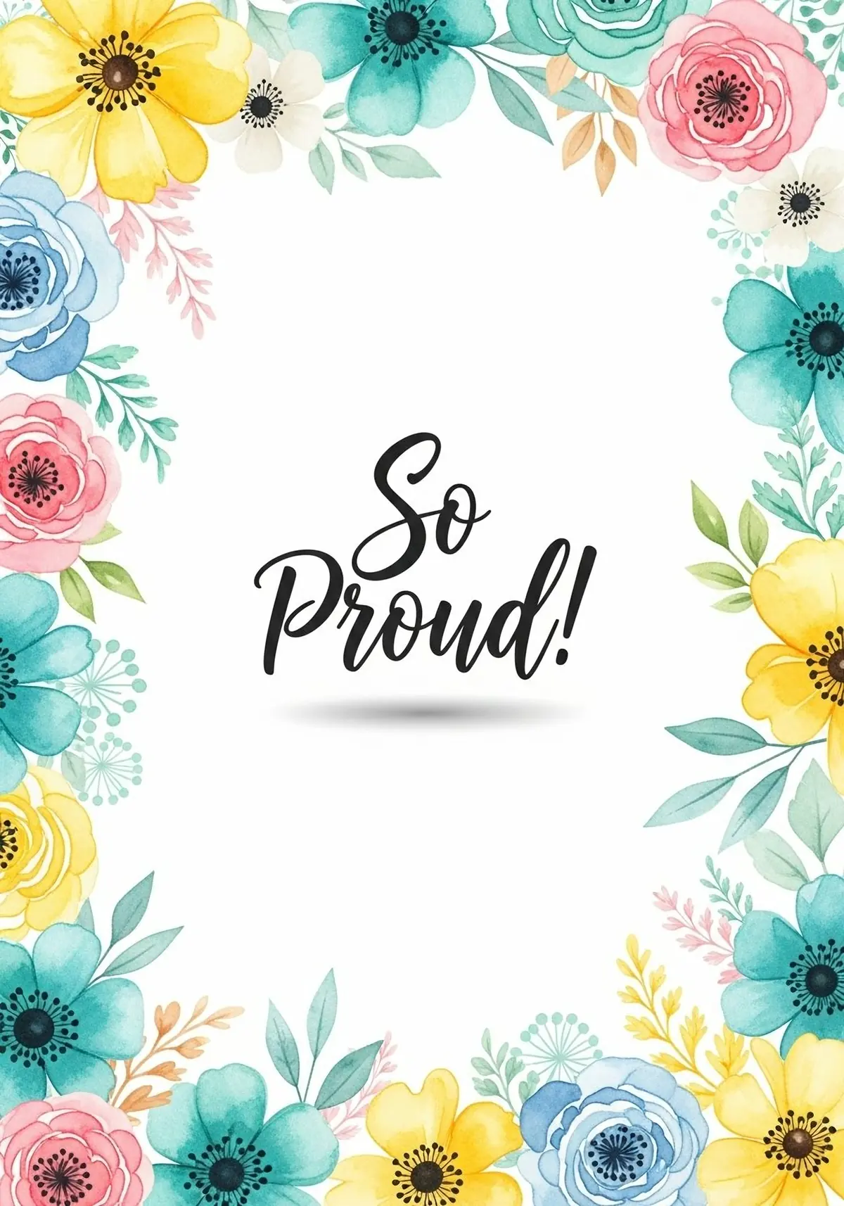 Delicate floral watercolor congratulations card with pastel flowers and elegant calligraphy, perfect for celebrating achievements and special occasions.