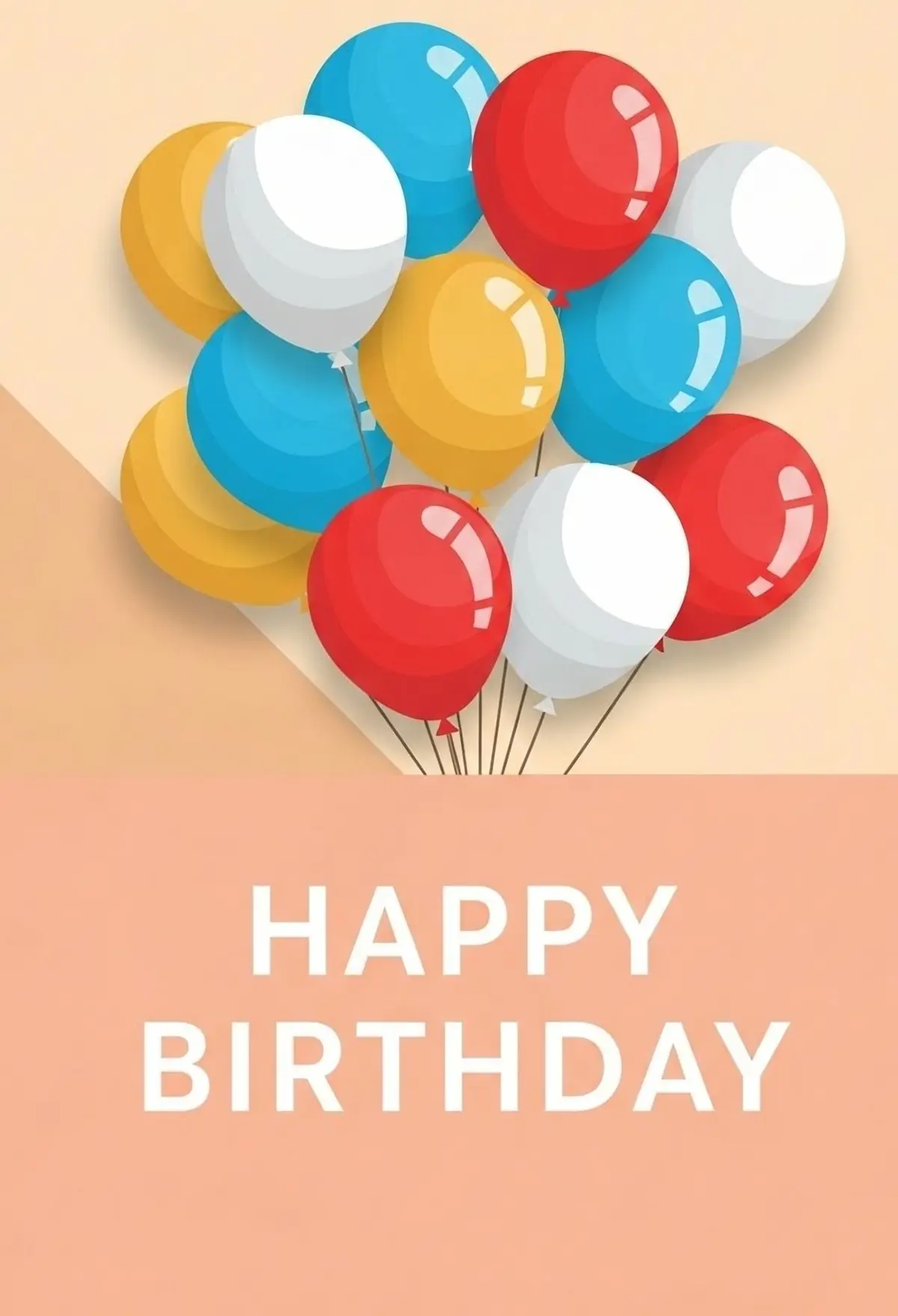 Colorful birthday card featuring a cluster of balloons in various colors, creating a festive and celebratory atmosphere. Perfect for sending birthday wishes.