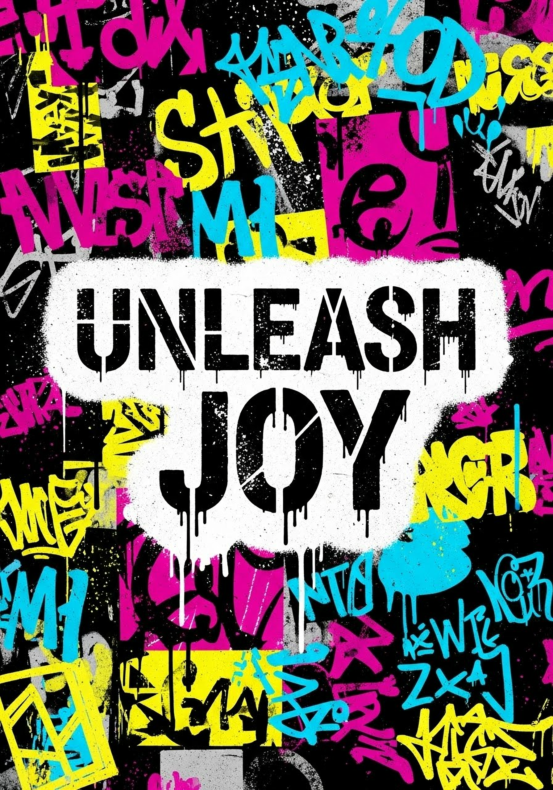 Bold greeting card with distressed typography and vibrant colors, inspired by street art and punk rock, perfect for edgy celebrations.