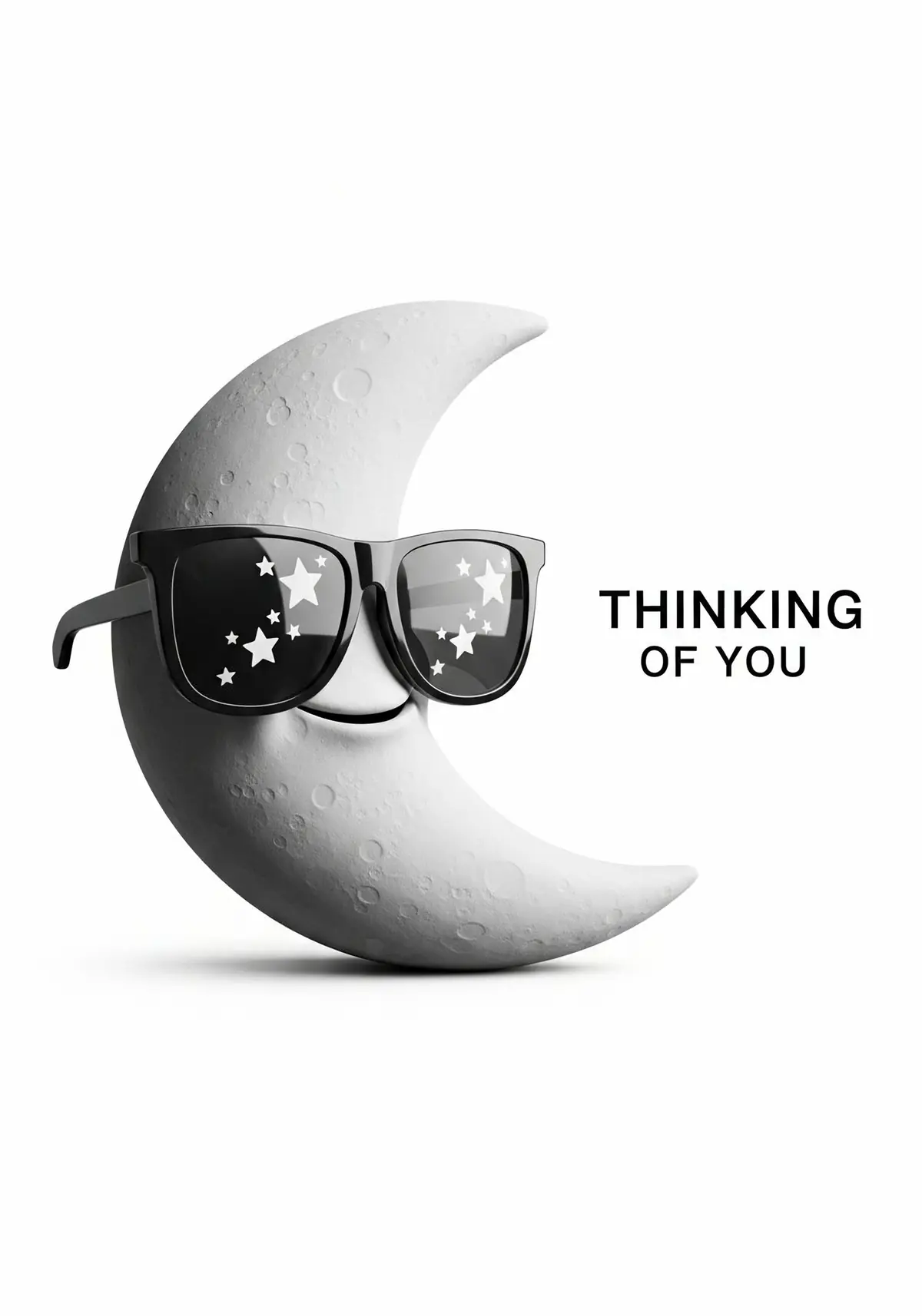 Minimalist thinking of you card with a cosmic-inspired design, featuring elegant lines and negative space, perfect for sending a thoughtful message.