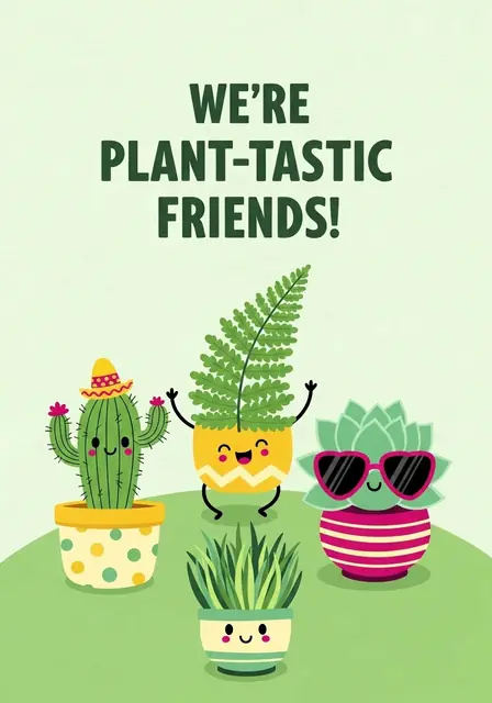 Punny Potted Plants Friendship Card