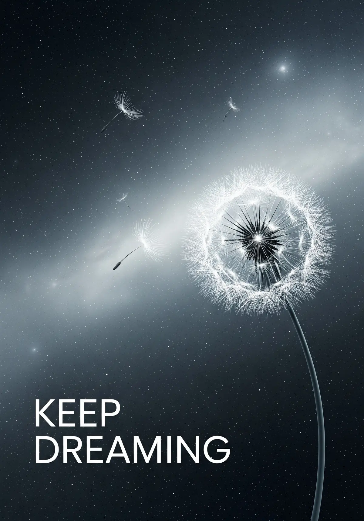 Minimalist greeting card with a cosmic design, elegant and modern style, perfect for motivation and inspiration