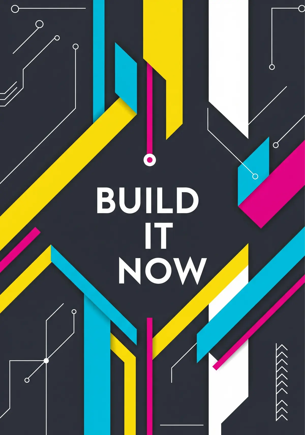 Geometric greeting card inspired by Bauhaus, featuring a digital blueprint design, modern style, for motivation and inspiration