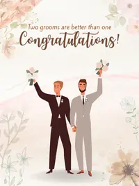 Free Gay Wedding Card - Celebrate Two Grooms!