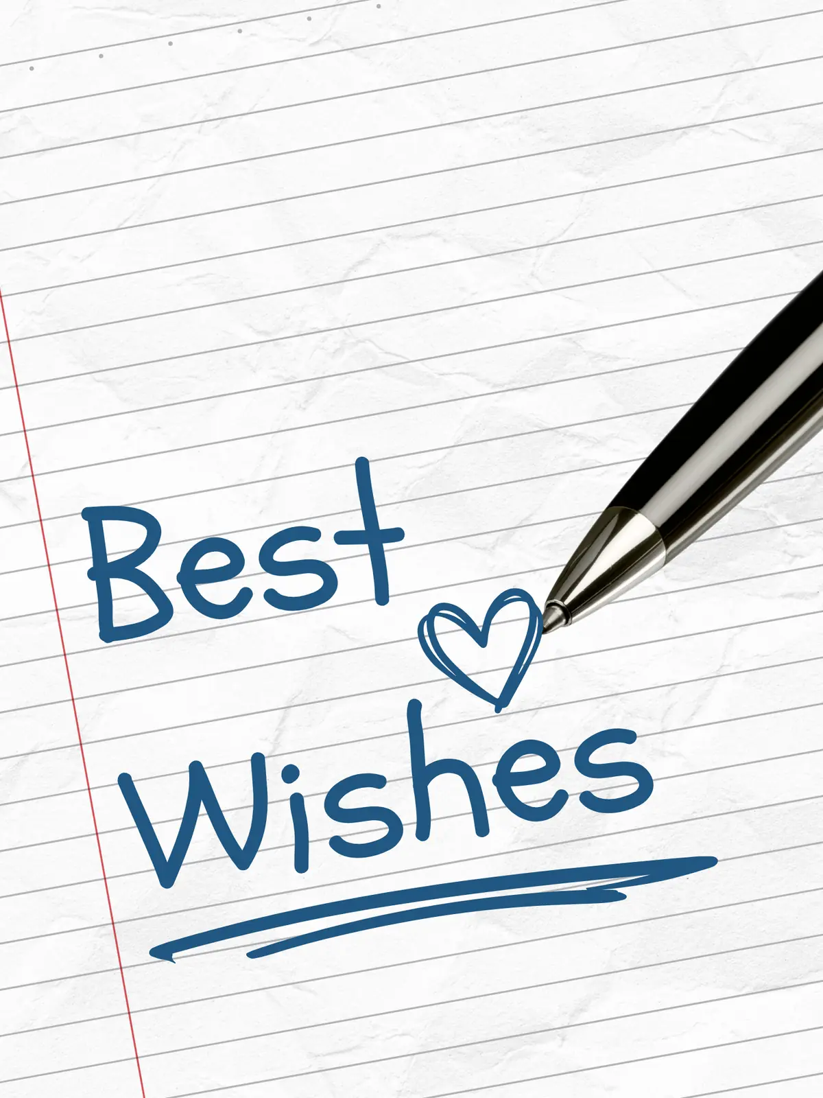 Whimsical farewell card with elegant script fonts and an abstract pattern, conveying a sense of handwritten well-wishes and good luck.