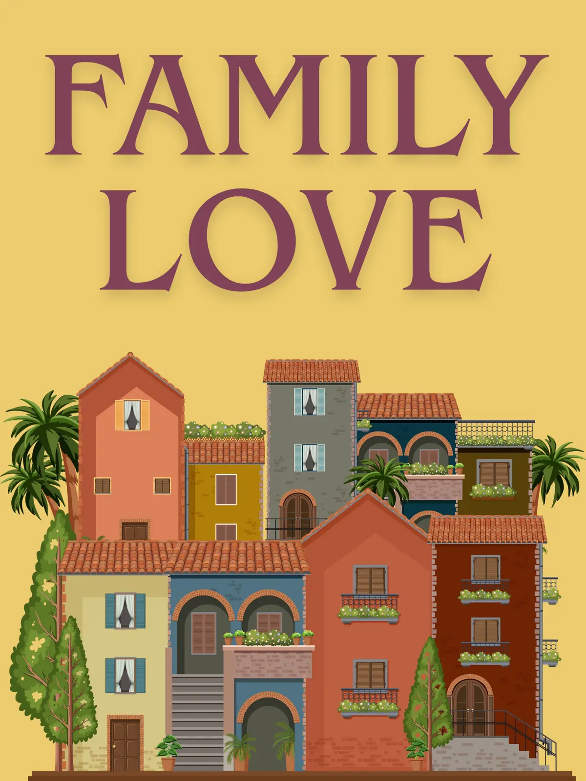 Mediterranean Family Day card, minimalist design with warm colors and architectural elements, perfect for sending family greetings.