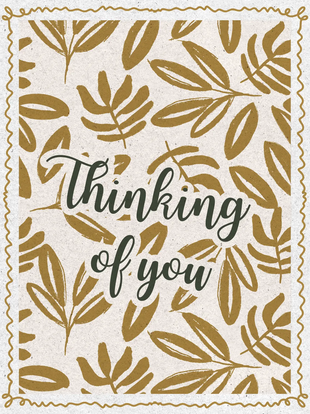 Abstract 'Miss You' card featuring earth tones and organic patterns, calming design, natural aesthetic