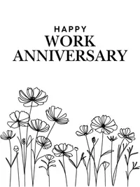 Free Work Anniversary Card - Simple Floral Design