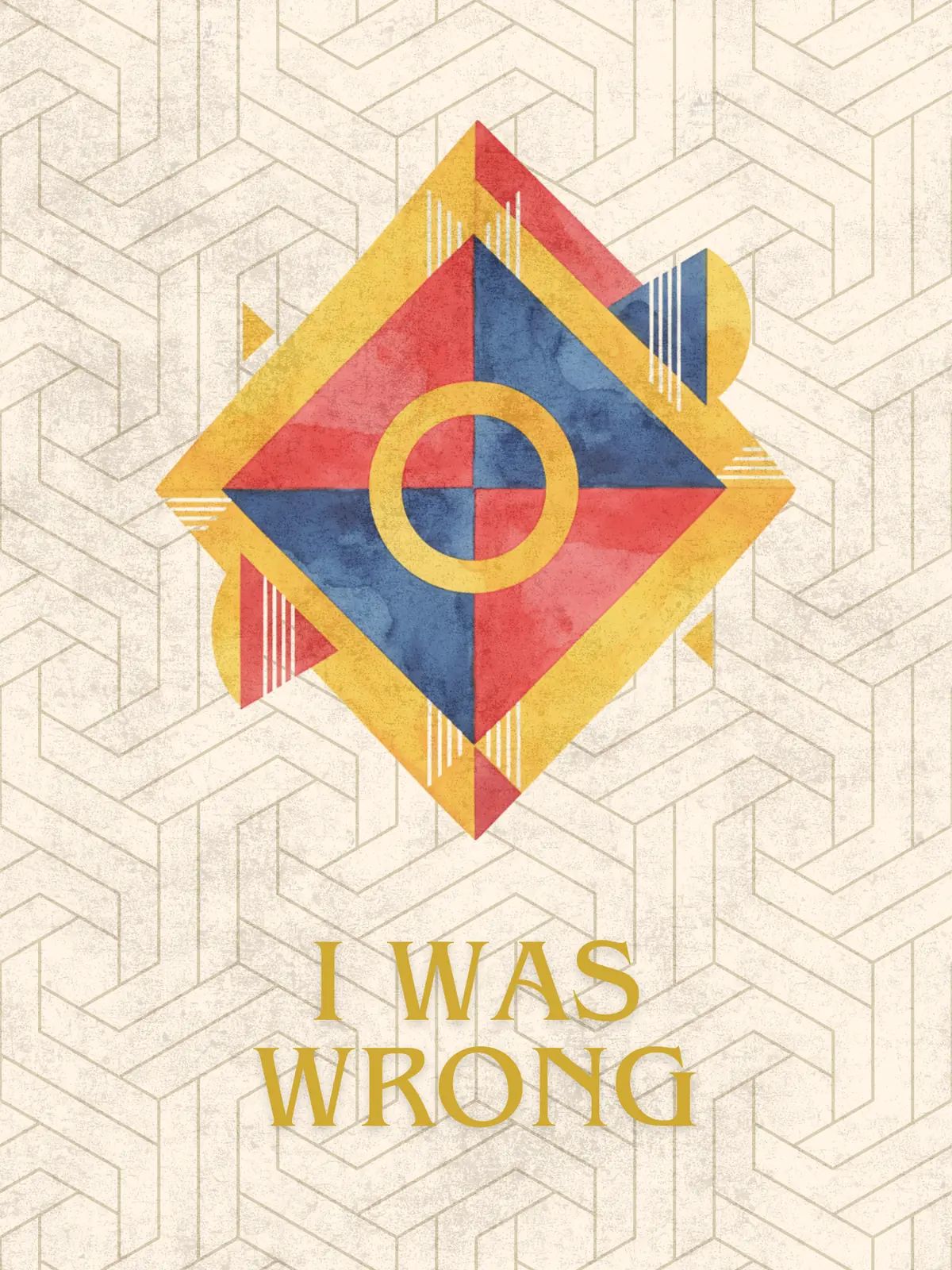 Geometric apology card inspired by Bauhaus design, featuring watercolor textures and a modern, artistic style. Perfect for expressing sincere apologies to colleagues or him.