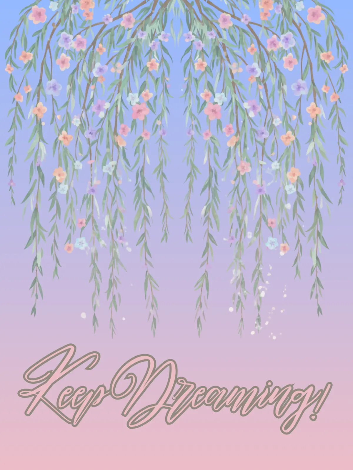 Pastel floral inspiration card featuring delicate willow branches and soft watercolor accents, designed to motivate and inspire.