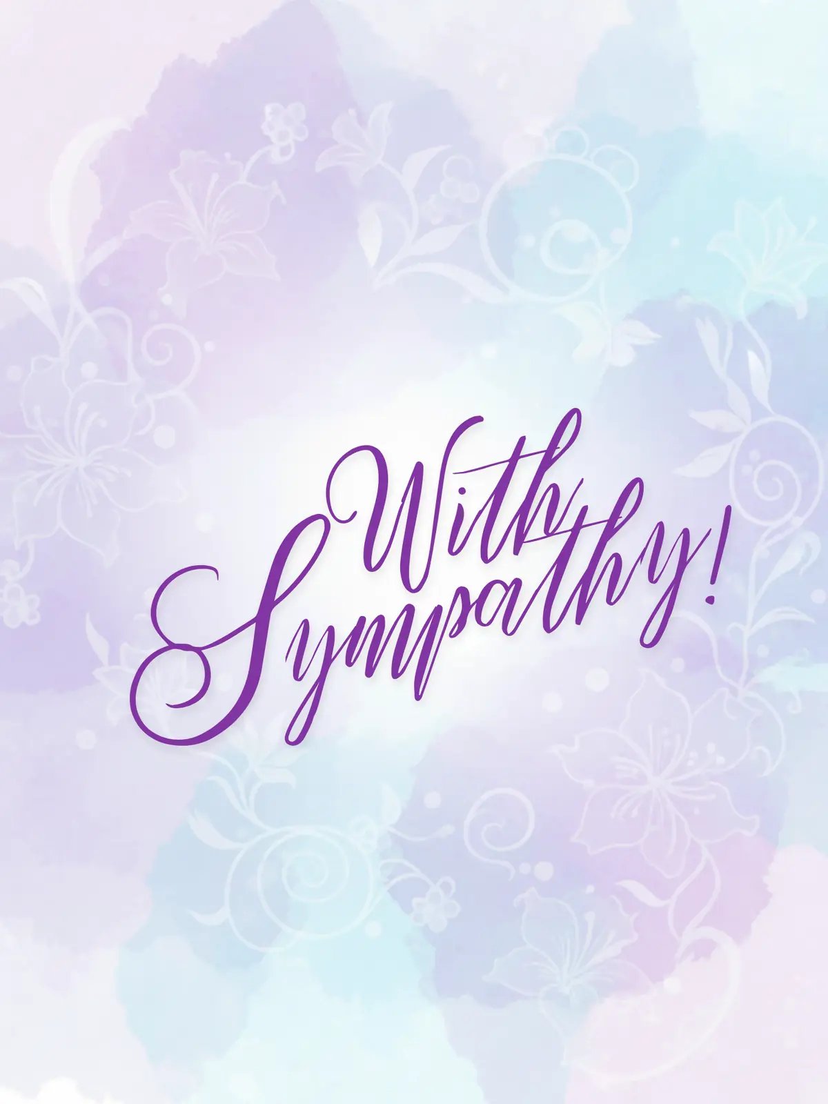 Handwritten sympathy card with watercolor accents featuring a comforting message in a warm font; designed to express empathy and support.