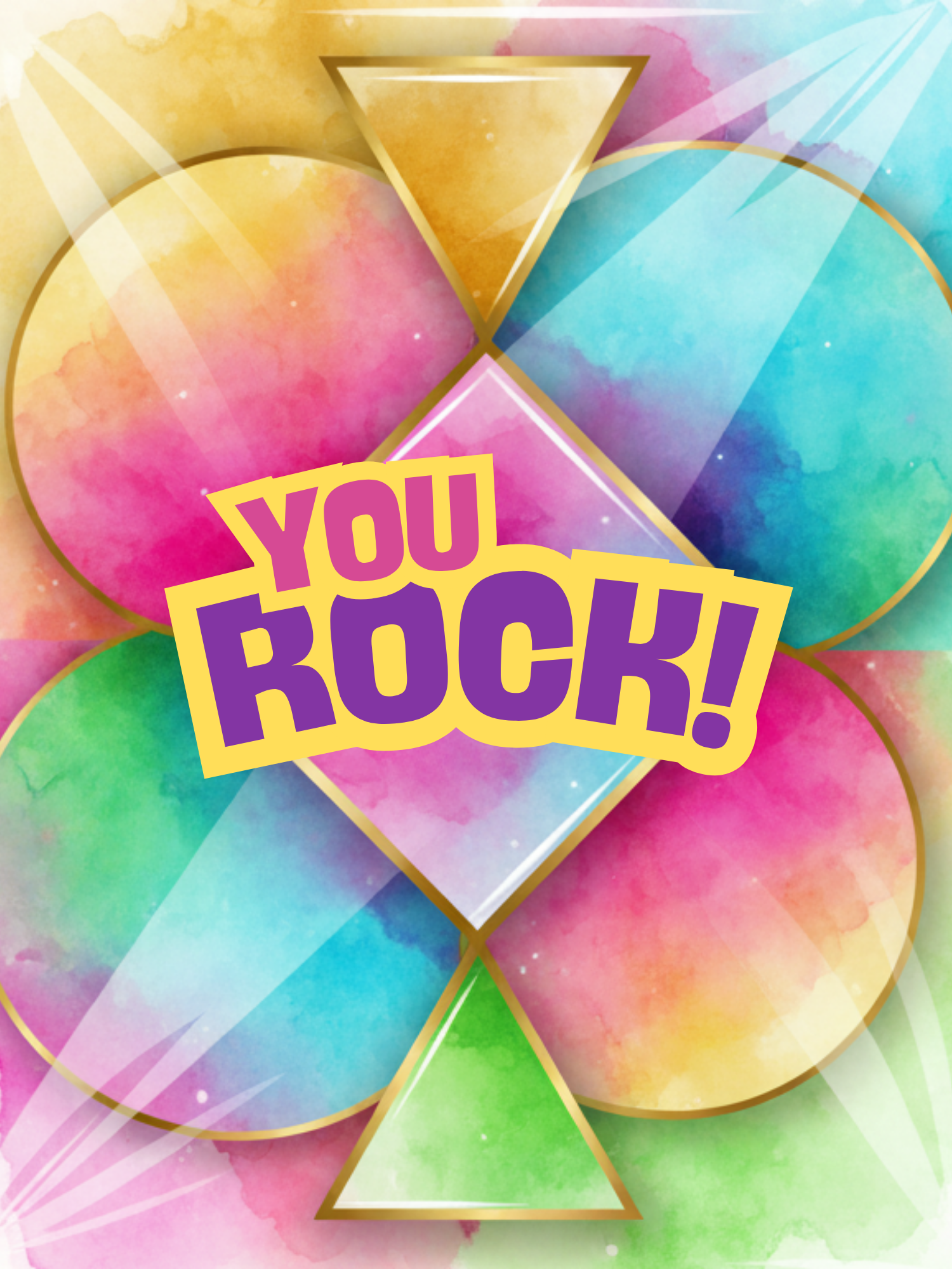 Modern employee appreciation card featuring a glossy vinyl texture with bright colors and geometric designs, watercolor artistic style.