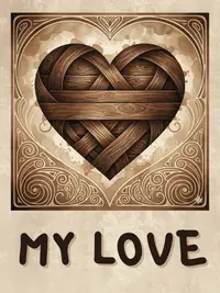 Free Valentine's Card - Rustic Wooden Hearts Design