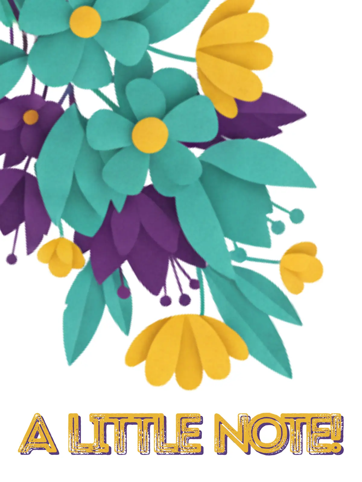 Modern floral card with vertical arrangement of minimalist floral elements, 'just because' occasion, contemporary design