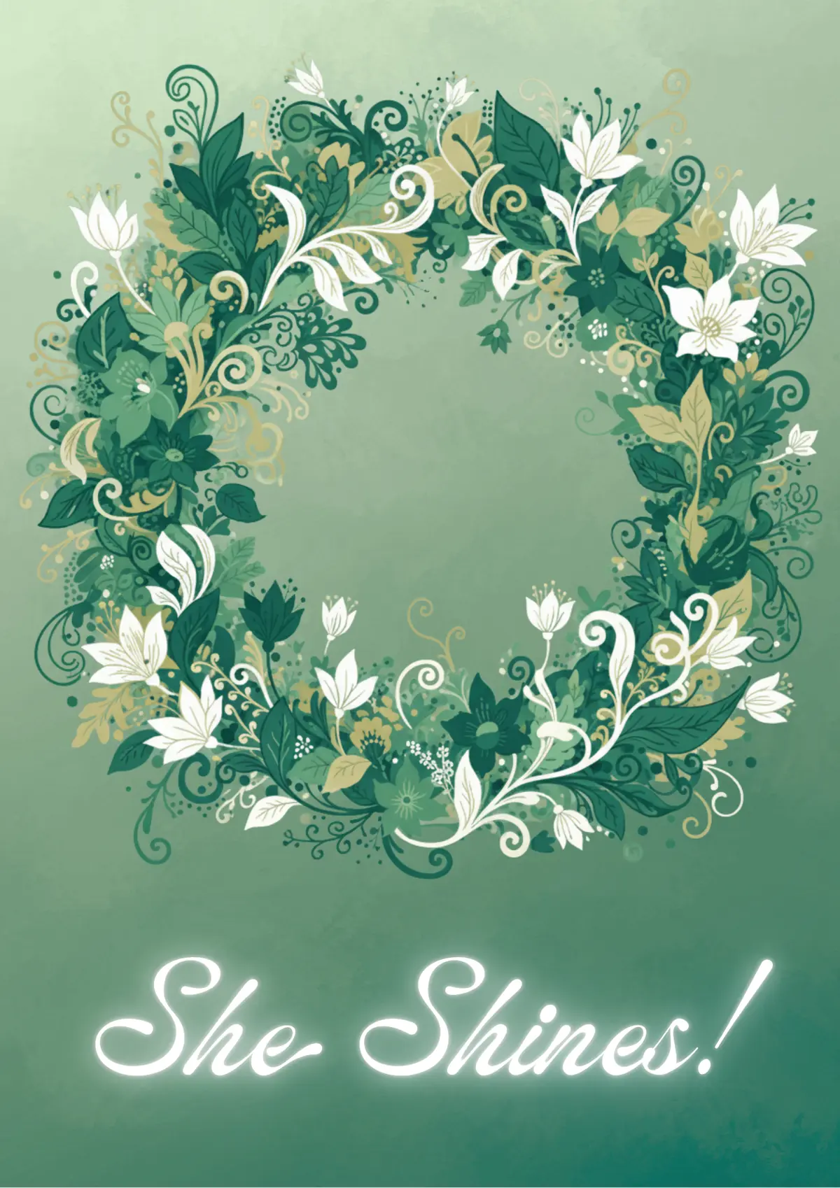 Elegant Women's Day card with a floral design composed entirely of serif font text, classic style.