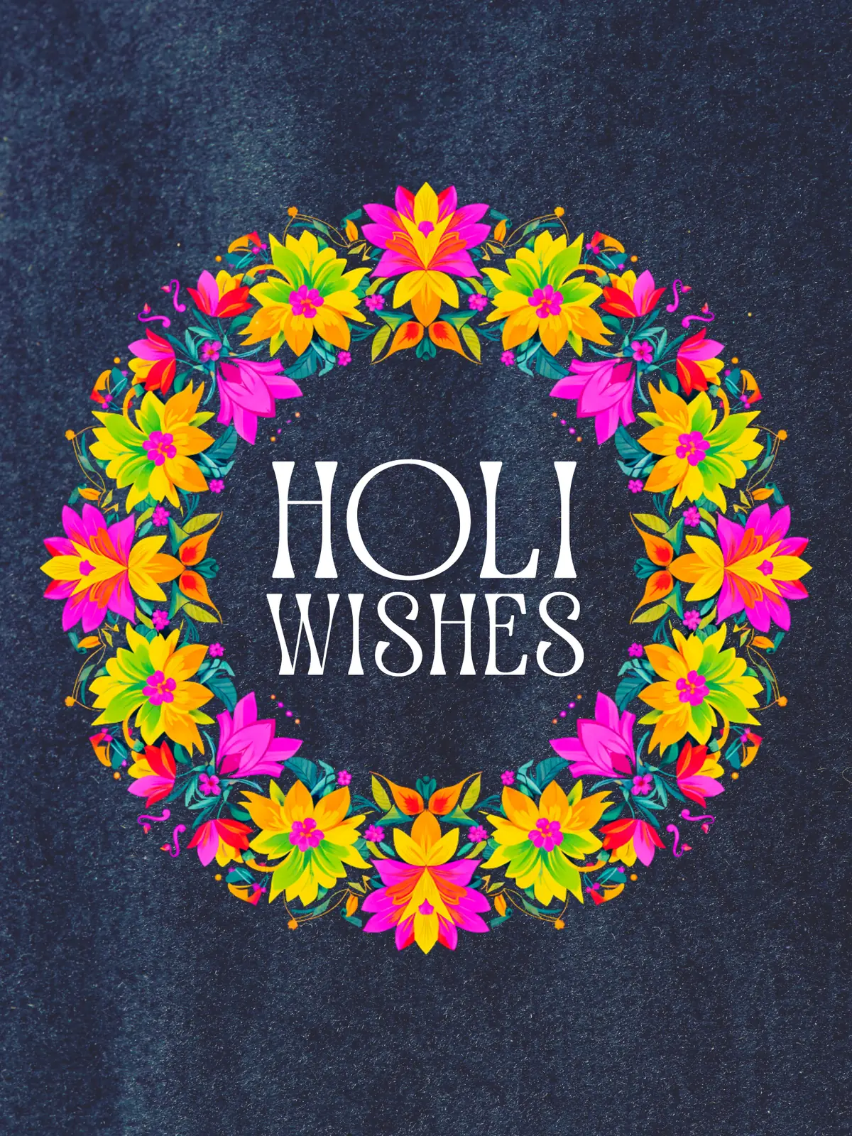 Luxurious Holi card featuring a velvet texture effect and vibrant floral patterns, perfect for sending festive wishes to friends and family.