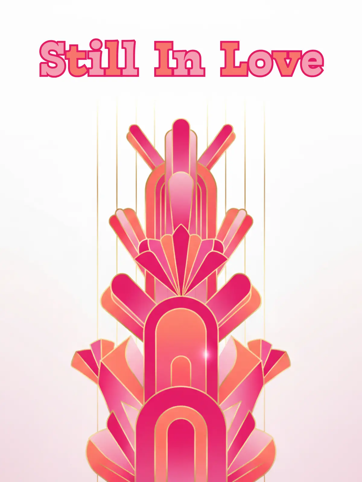 Modern abstract anniversary card featuring layered shapes and a contemporary color palette in a vertical design, perfect for celebrating lasting love.