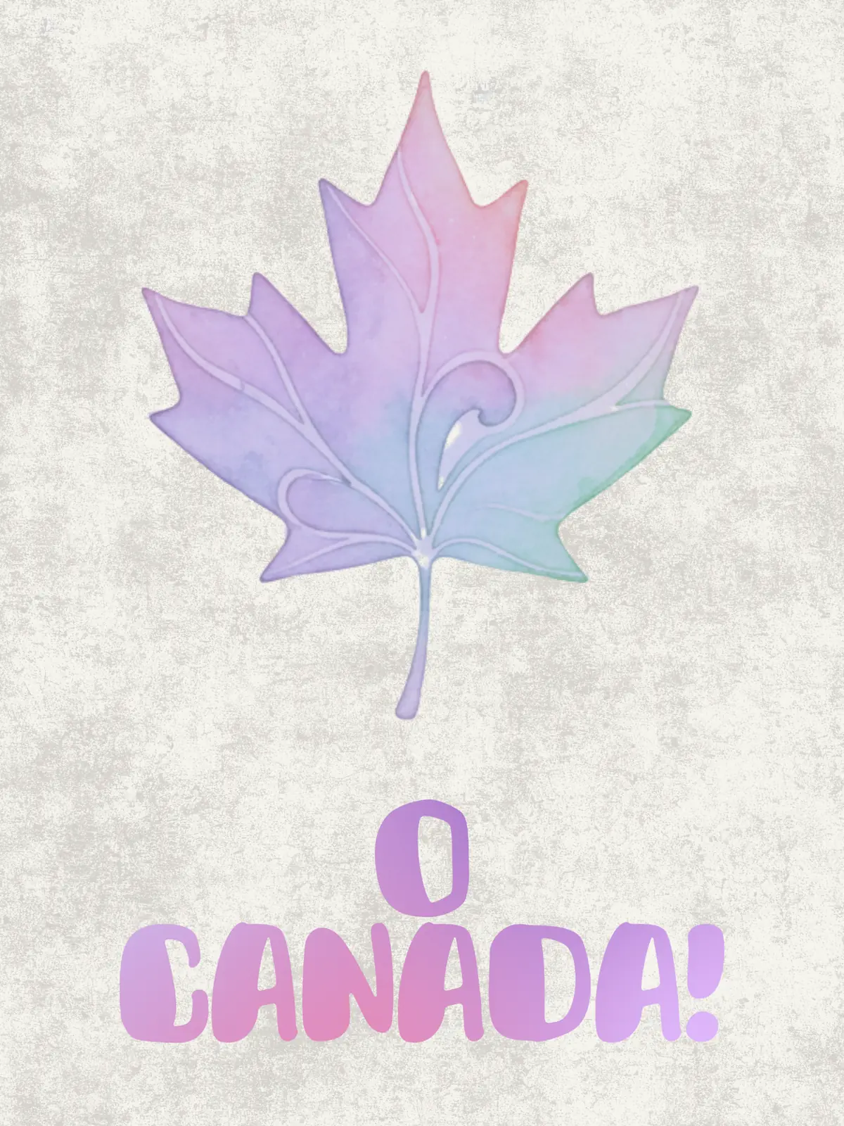 Soft pastel Canada Day card featuring a watercolor style maple leaf and gentle design, perfect for sending warm wishes to her or grandparents.