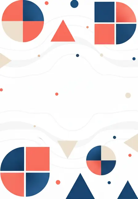 Modern Chinese New Year card with geometric floral design, bauhaus style, wishing good health and prosperity.