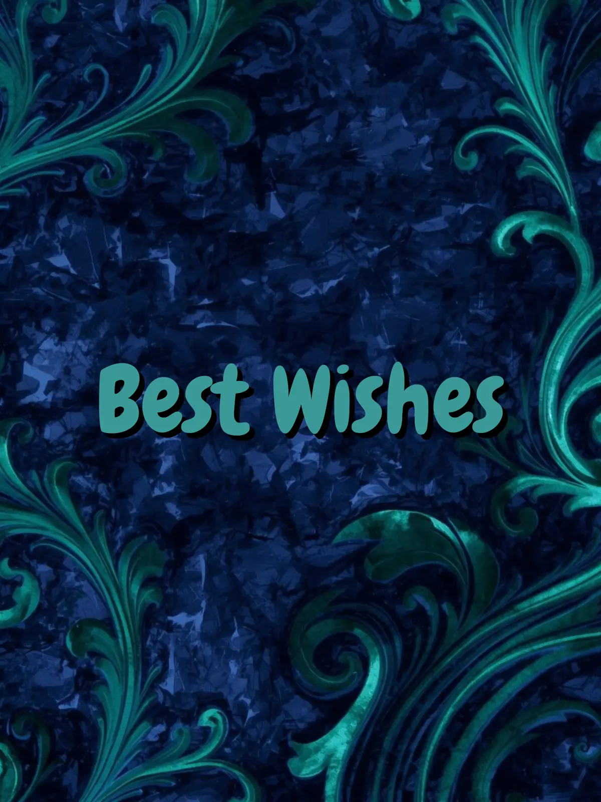 Farewell card with velvet texture effect in deep blues and greens, abstract pattern design, for wishing colleagues good luck and best wishes.