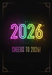 Free New Year Card - Neon 2026 Wishes!