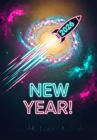 Free New Year Card - Rustic Rocket Celebration Online