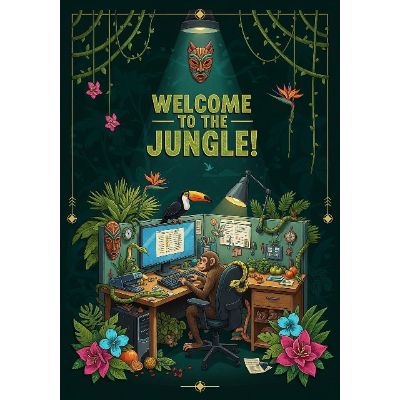 Free Wacky Welcome Card - Jungle Office Fun!