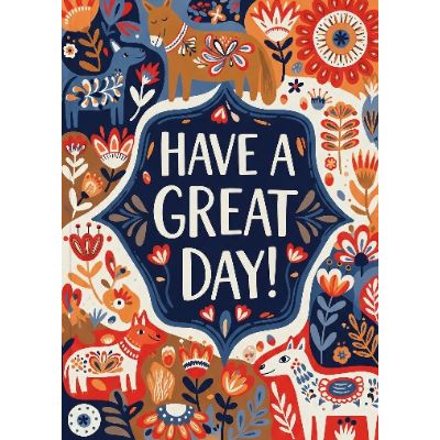 Free Birthday Card - Scandinavian Folk Art Style!