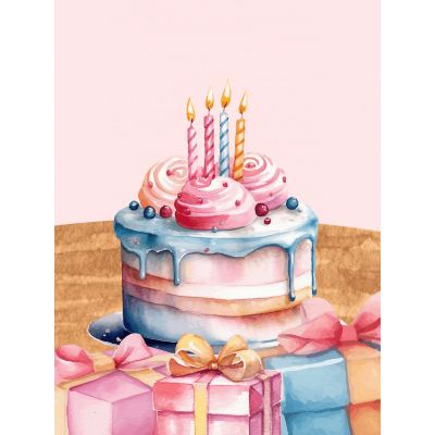 Free Birthday Card - Decorated Cake Celebration