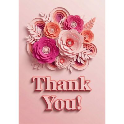 Free Thank You Card - Volumetric Bloom Design