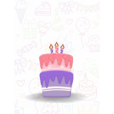 Free Birthday Card - Cute & Colorful Cake!