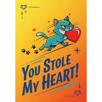 Free Valentine's Card - Cat Got Your Heart!