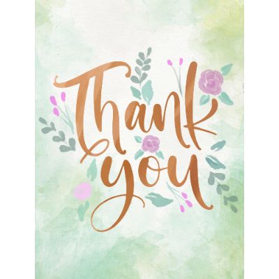Free Thank You Card - Watercolor Flowers & Gratitude