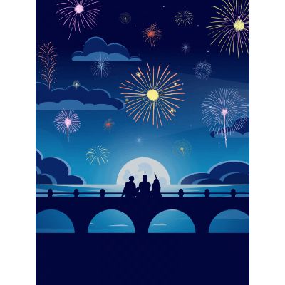 Free 4th of July Card - Pottery Fireworks Design