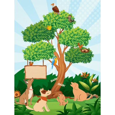 Free Friendship Card - Funny Dog & Tree Design