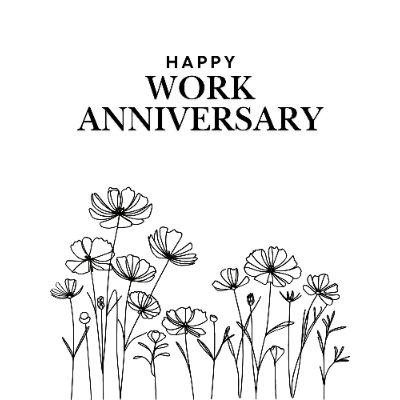 Free Work Anniversary Card - Simple Floral Design