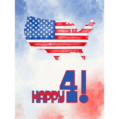 Free 4th of July Card - Watercolor Flag Design