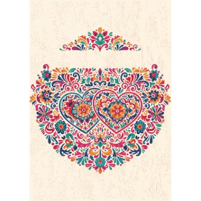 Free Anniversary Card - Mexican Folk Art Hearts